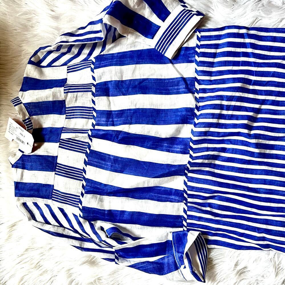 Vilagallo Dani tropical link stripe dress blue and white size 4 - Picture 6 of 10